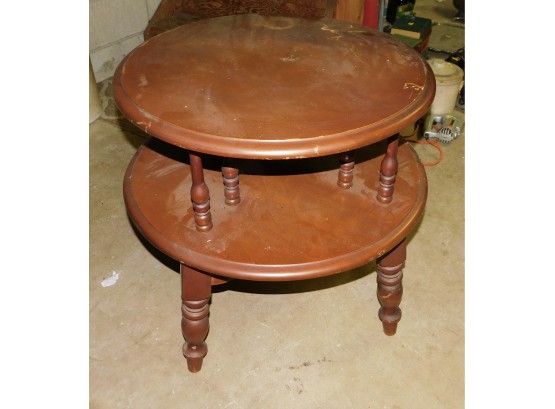 Vintage Solid Wood Two Tier End Table