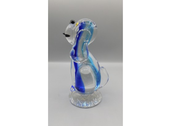 Handmade Arte Murano Ice T Glass Dog Figurine