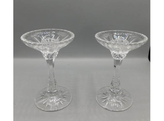 Lovely Pair Of Crystal Candle Stick Holders