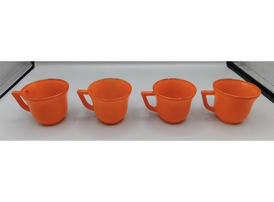 Vintage Set Of Mini Orange Glass Teacups