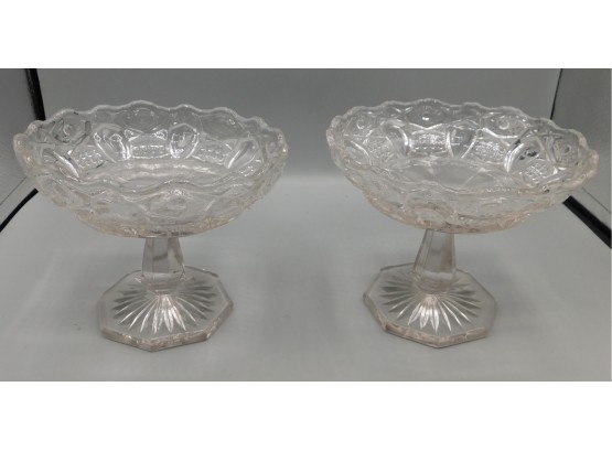 Lovely Pair Of Footed Cut Glass Bowls