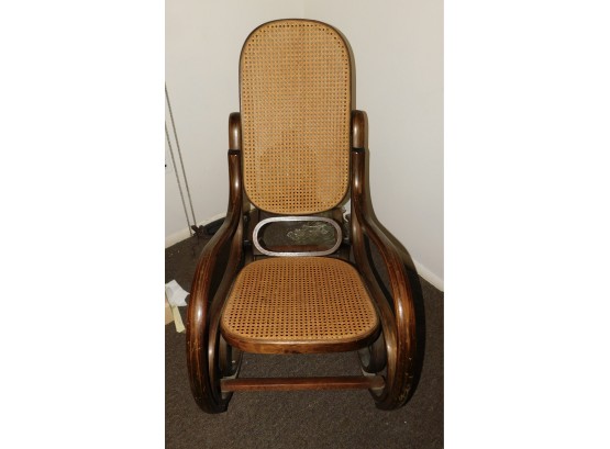 Vintage Solid Wood Caneback Rocking Chair