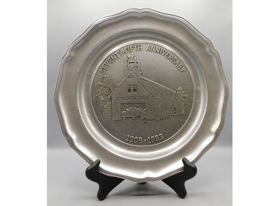 Vintage Wilton-columbia Pewter 75th Anniversary Smithtown Fire Department Decorative Plate