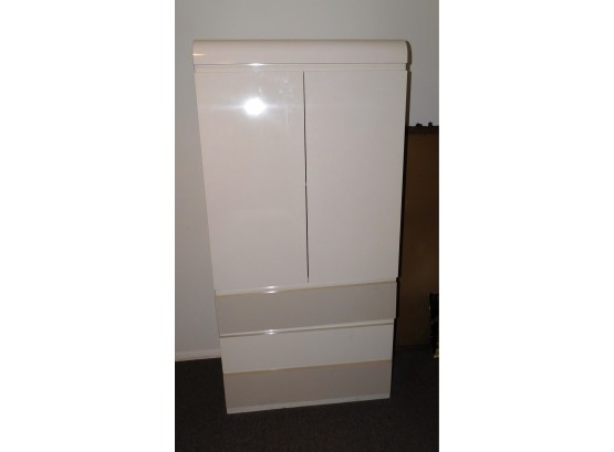 White Formica 3 Drawer Armoire