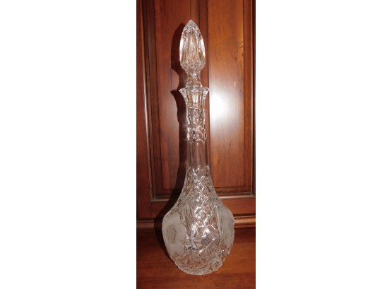 Lovely Cut Glass Floral Pattern Decanter With Stopper