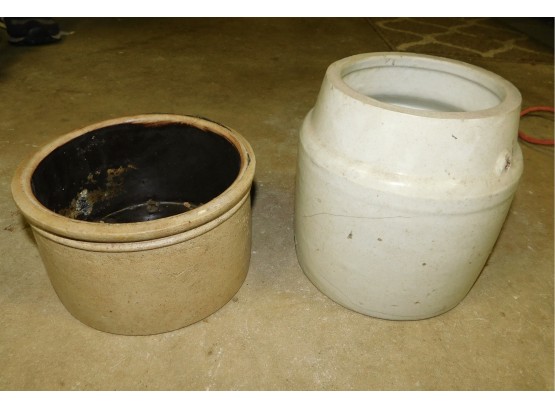Pair Of Antique Stoneware Pots #150-82