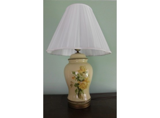 Floral Pattern Glass Table Lamp