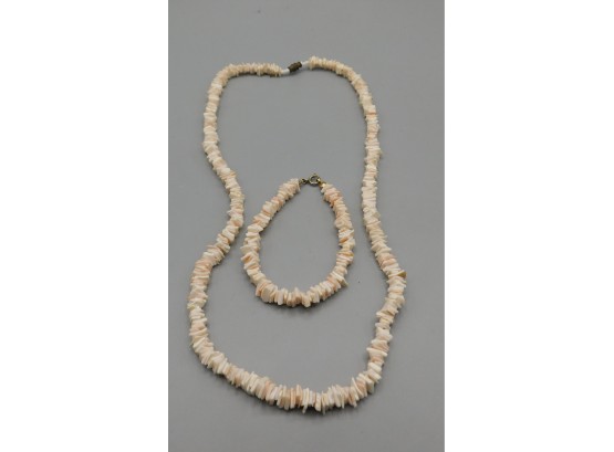 Pair Of Seashell Necklace & Bracelet