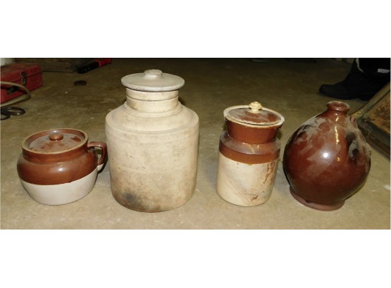 Assorted Lot Of Antique Stoneware Crocks