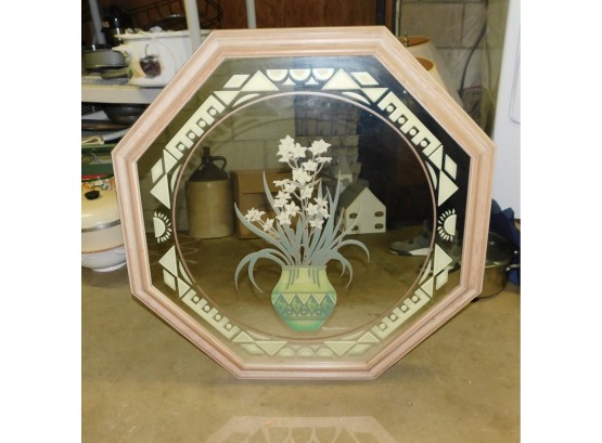 Lovely Wood Frame Floral Pattern Wall Mirror