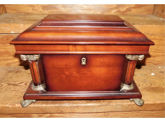 Lovely Bombay Company Solid Cherry Wood Footed Jewelry Box