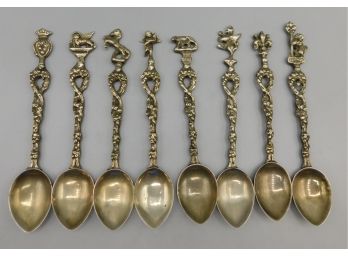 Vintage Set Of Demitasse Decorative Silver Plated Spoons