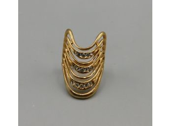 Gold-tone Costume Jewelry Ring With Rhinestones - Size 5.5