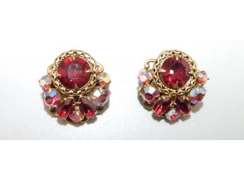 Vintage Set Of Rhinestone Costume Jewelry Earrings