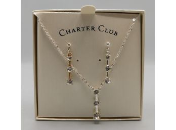 Lovely Charter Club Silver Plated Earring Necklace Set In Box