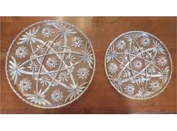 Lovely Pair Of Cut Glass Serving Platters