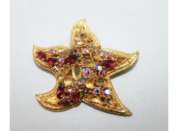 Stylish Starfish Style Costume Jewelry Brooch Pin With Rhinestones