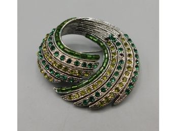 Costume Jewelry Swirl Style Rhinestone Pin