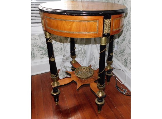 Elegant French Style Ornate Accent Table With Gold Accents