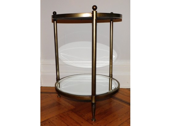 Mirrored Top Metal Frame Table With 2 Tiers
