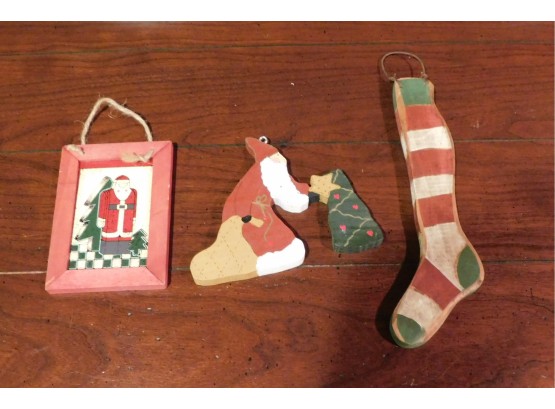 Set Of 3 Wooden Christmas Decorations