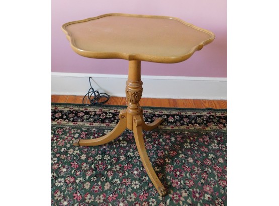 Hand Carved Pie Crust Wooden Side Table