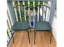 Vintage Glass Top Wrought Iron Patio Table With 4 Chairs