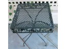 Lovely Vintage Leaf Design Square Green Wrought Iron Patio Table