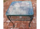 Vintage Wrought Iron Patio Table With Glass Top