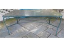 Large Green Wrought Iron Patio Table With Glass Top