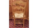 Vintage French Ladder Back Dining Room Chair With Woven Seat