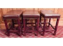 24' Upholstered Nail Head Bar Stool - Cherry/Black Color