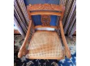 Vintage Wooden Chairs With Rattan Style Seats And Removable Cushions - Pair Of 2