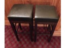 Pottery Barn Leather Seated Bar Stools - Pair Of 2