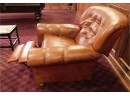 Comfortable Soft Tan Leather Reclining Lounge Chair Wide Back