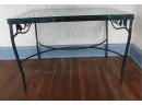 Vintage Patio Small Glass Top Wrought Iron Side Table