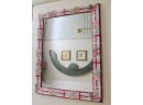 Unique Red And White Floral Framed Accent Mirror For Any Room
