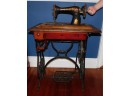 Antique Singer Treadle Domestic Sewing Machine With Wooden Cabinet 1 Storage Drawer