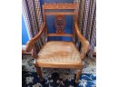 Vintage Wooden Chairs With Rattan Style Seats And Removable Cushions - Pair Of 2