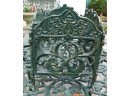 Lovely Green Wrought Iron Patio Suite With Table, 2 Chairs, Bench, And Planter/Basket