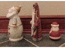 Festive Christmas Holiday Santa Clause Figurines - Lot Of 3
