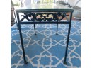 Vintage Wrought Iron Bench And Small Glass Top Patio Table