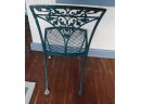 Vintage Wrought Iron Patio Set - Glass Top Table With 4 Matching Chairs