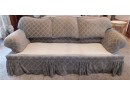 Comfy Blue Diamond Pattern Upholstered Sofa