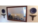 Large Hanging Wall Mirror With Decorative Wooden Frame