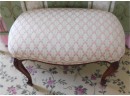 Antique Cushioned Bench With Floral Upholstery