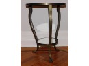 Mirrored Top Pedestal Side Table With Decorative Metal Base