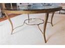 Stylish Circular Glass Top Table With Metal Frame