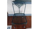 Vintage Wrought Iron Patio Set - Glass Top Table With 4 Matching Chairs