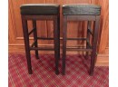 Pottery Barn Leather Seated Bar Stools - Pair Of 2